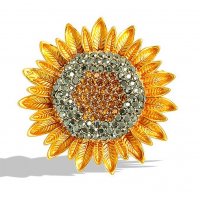 SB340 - Enamel sunflower rhinestone brooch